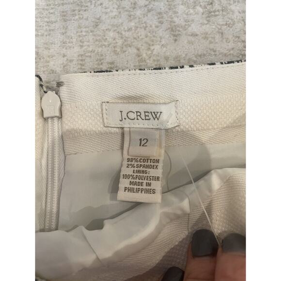 NWT J Crew‎ Pencil Skirt Size 12 Straight Knee Black & White Ikat $118 - Picture 3 of 6